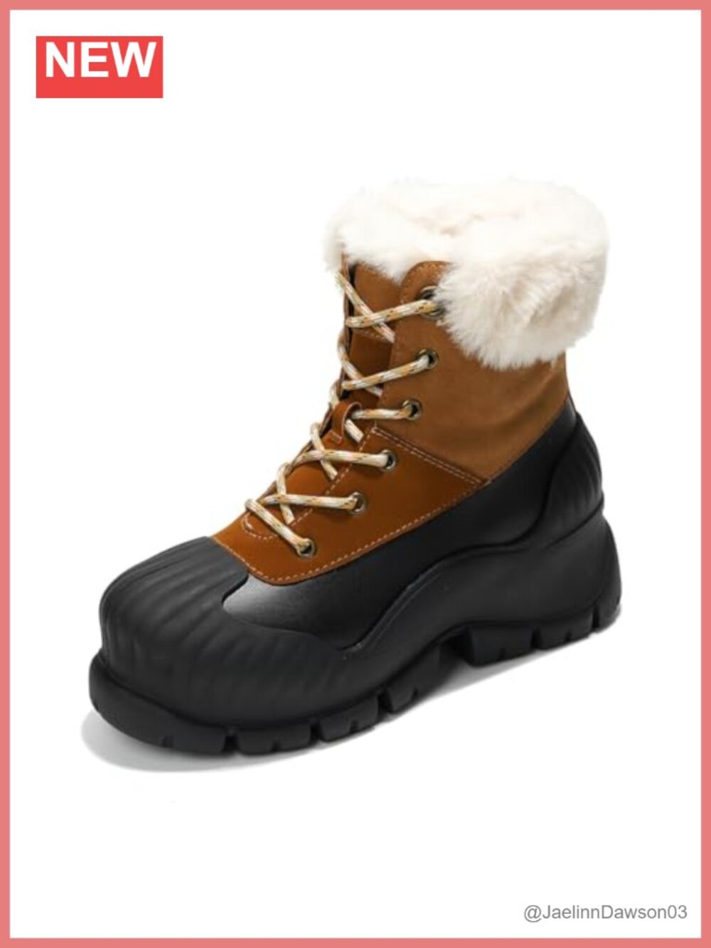 Women's Genuine Leather Waterproof Snow Boots Memory Foam Non-Slip Fur-Ankle